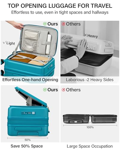 20 Inch Expandable Carry On Luggage 22x14x9 Airline Approved (Caribbean Blue / 20 Inch EXT)