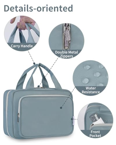 Travel Toiletry Bag for Women (A-Greyish Blue / Large)
