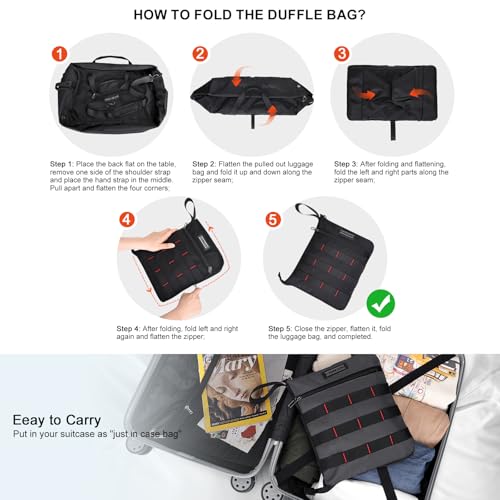 Foldable Duffle Bag for Men Large 65L Travel with Shoe Compartment (Silvery Grey)