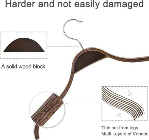 Slim Wooden Hangers with Extra Soft Non (Antique / 30 Pcs)