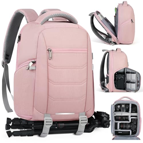 Camera Bag for DSLR SLR Mirrorless Camera (Pink / Medium)