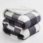 Sherpa Blanket Fleece Throw Blanket Full Queen Plaid Thick Bed Blanket (Dark Grey Checkered / 80"*90")