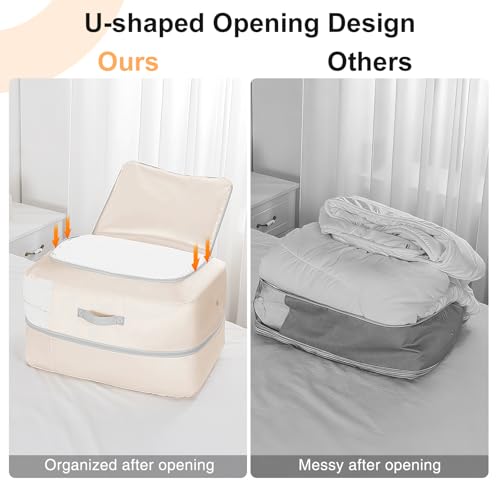 Comforter Storage Bag (Beige / 110L (2-Layer Compression))