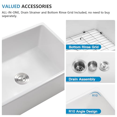 28"x20" White Farmhouse Sink (28"x20"x10" / White)