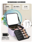Travel Makeup Bag with LED Mirror for Girls (Purple / 1-Small)