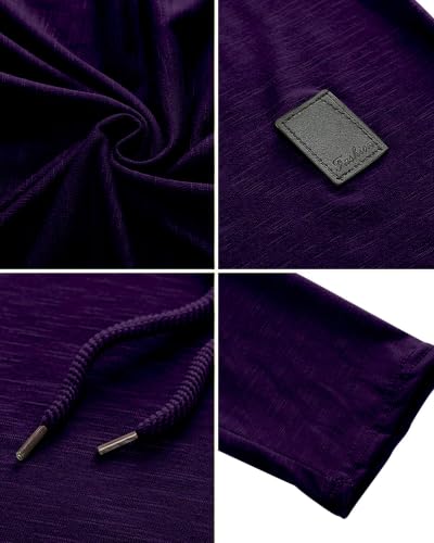 Mens Fashion Athletic Hoodies Sport Sweatshirt Solid Color Fleece Pullover Purple (Medium / Purple)
