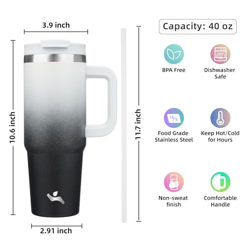 40 oz Insulated Tumbler Water Bottle with Handle (40 Ounces / Day Night)