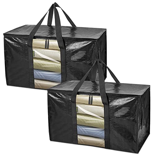 2 Pack Oversized Moving Bags with Reinforced Handles (2-Pack / Black-window)