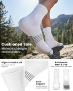 3 Pairs Running Compression Socks for Men & Women Crew Socks with Cushion (X-Large / Black+white+navy(3 Pairs))