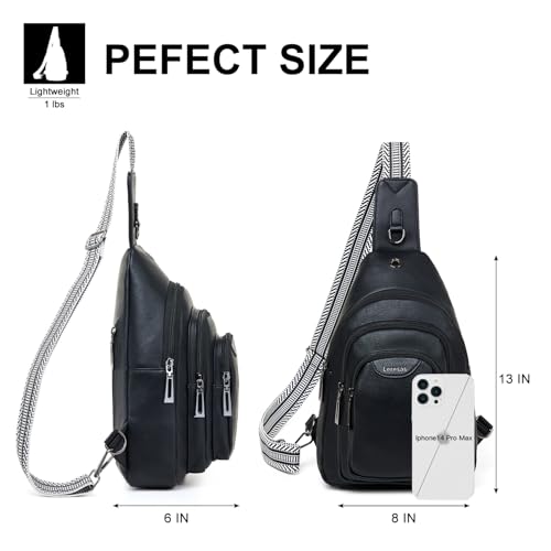 10L Crossbody Sling Bag for Women Men Anti Theft Cross Body Fanny Pack Belt Bag Purse Gifts for Women Faux Leather (10L / 10l-black)