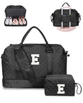 Initial Duffle Bag with Shoe Compartment (Black / E)