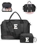 Initial Duffle Bag with Shoe Compartment (Black / E)