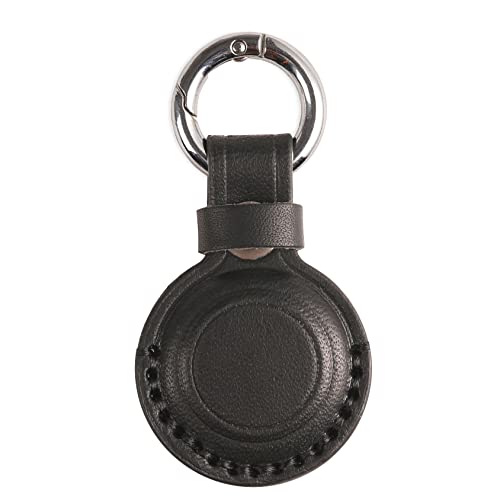 Genuine Leather Keychain Holder Compatible with Airtag ([1 Pack] Black V1.0)