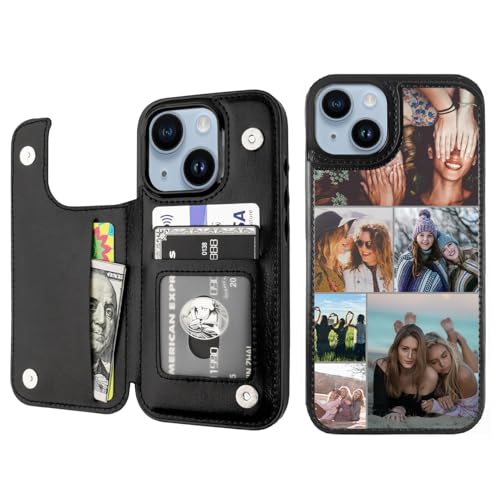 Custom Wallet Phone Case for iPhone 14 Plus (Black-C / iPhone 14 Plus)