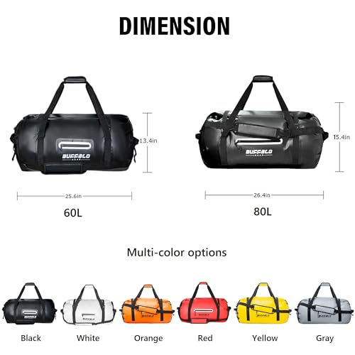 60L Waterproof Duffle Travel Duffel Bag (Black / 60L)