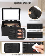 Travel Small Makeup Bag With LED Mirror in 3 (01-Black / 0-Smaller)