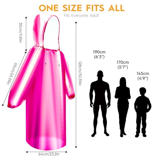 6 & 20 & 50 Pack Disposable Rain Ponchos for Adults (Pink / 6 Pack)