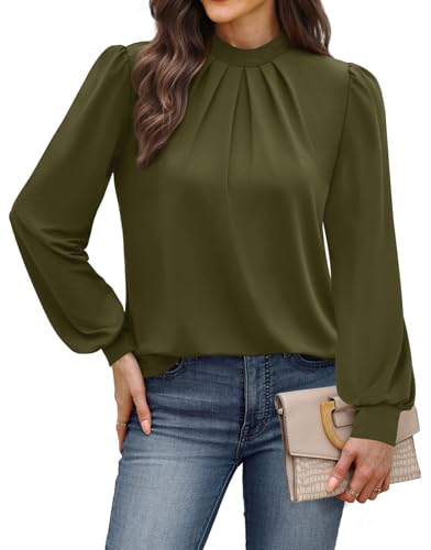 Long Sleeve Shirts for Women Blouses for Women Dressy Casual Womens Fall Outfits Fashion 2026 Fall Tunic Tops Winter Clothing School Outfits Teachers Work Clothes Army Green XL (07 - Army Green / X-Large)
