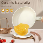 17PCS Pots and Pans Set Nonstick Cookware Set with Detachable Handle (Cream White / 17PCS-Standard)