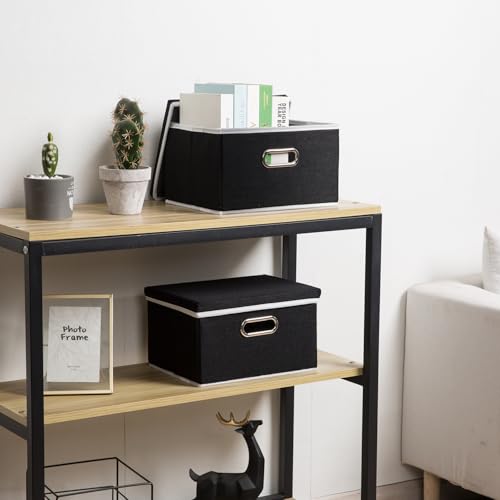 Storage Boxes with Lids [3 (Black / S(3-Pack))
