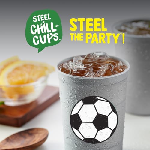 16 oz. Reusable Party Cups (Soccer Gray / 12 Count)