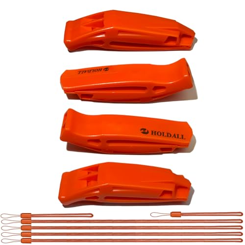 Emergency Safety Whistle with Lanyard (Orange-4 Pack)