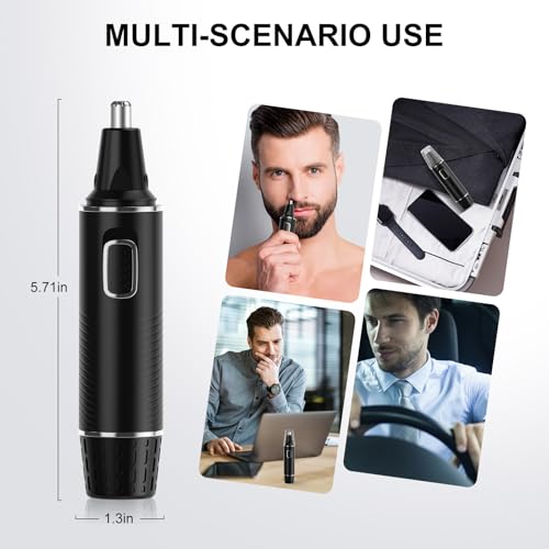 Professional Rechargeable Nose Hair Trimmer for Men (Black Silver)