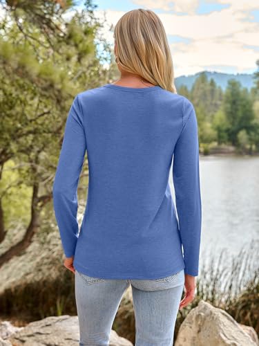 Long Sleeve Shirts for Women Casual Crewneck Tops Basic Tees (Medium / 01royalblue)