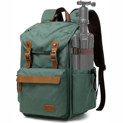 Green Camera Backpack (Green Canvas / Canvas Bag Flap)