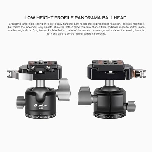 50" Compact Carbon Fiber Camera Tripod Ball Head LS (LS-254CX+LH-30LR:Max Load 8KG-4 Sections)