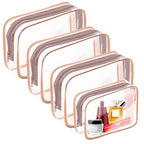 Clear Makeup Bag (4 Packs Rose Pink)