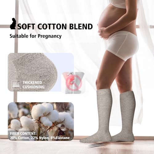 Cotton Compression Socks for Women&Men 20 (2 Pairs-brown / Small-Medium)