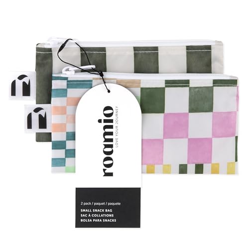 Roamio Reusable Snack Bags (D1 Grn Stipe & Multi Check-Sm)