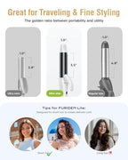 Travel Curling Iron Mini (Obsidian Black - 450℉ for Thick/Coarse Hair Only)