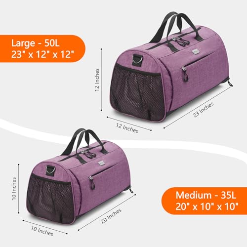Gym Bag for Women & Men (Textured Purple / Large - 23 x 12 x 12″)