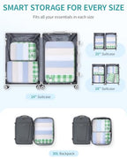 6 Set Packing Cubes for Travel Durable Suitcase Organizer Bags Set with Personalized Tag Travel Essentials with Shoe Bag Traveling Accessories for Luggage Machine Washable (Set of 6 / Light Green)