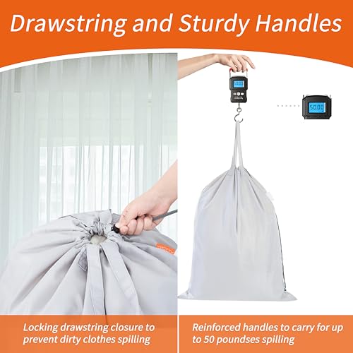 Extra Heavy Duty Laundry Bag with Handles (Silver / 28" x 36" | 1 Pack)