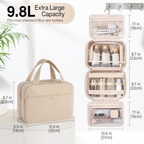 Hanging Travel Toiletry Bag with Jewelry Organizer (Apricot)