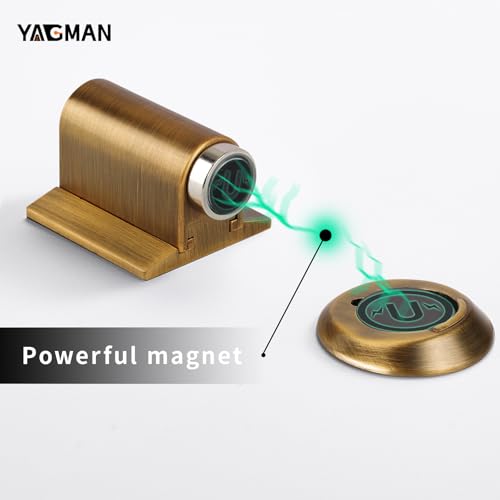 2 Pack Magnetic Door Stopper Floor Mount (Antique Brass)