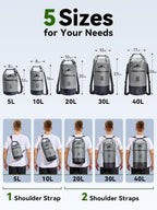 Waterproof Dry Bag Backpack with Zippered Pocket (Grey / 30L)