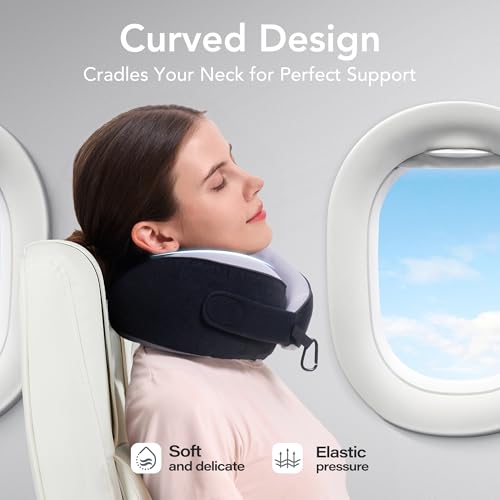 Travel Neck Pillow Airplane Neck Support Ergonomic Design for Traveling (Cool Light Pink / Standard)