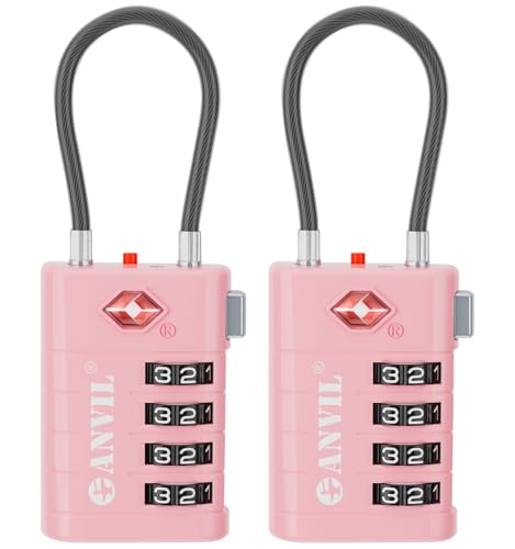 TSA Approved Luggage Locks with Search Alert Indicator (Pink)