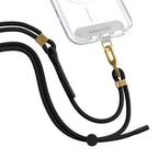 6mm Rope Cross Body Strap with Card (6mm / Solid Black With Gold Clasp)