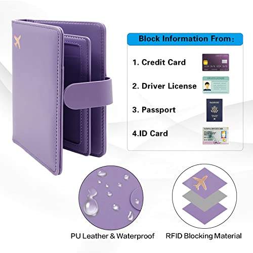 Rfid Passport Holder for Travel women (Purple)