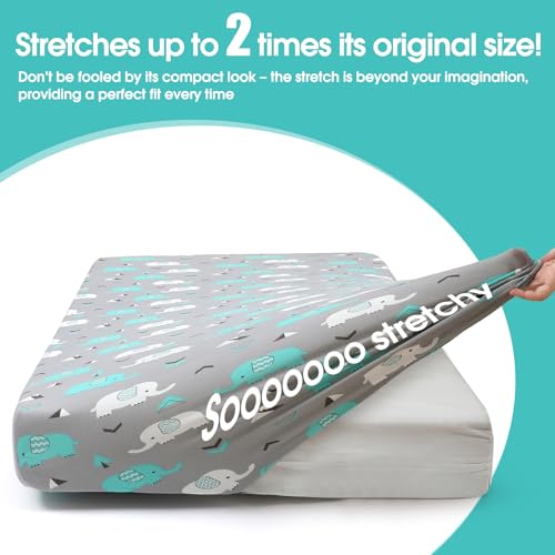 Baby Fitted Crib Sheets (Elephant Whale / 52X28 Inch)