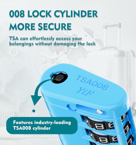 TSA Approved Luggage Locks with Search Alert Indicator (Blue)