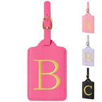 Personalized Initial Luggage Tags (Rose Leather,glod Letter / B)