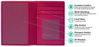Personalized Monogrammed Bright Pink Leather RFID Passport Wallet (Bright Pink / Minimalist)
