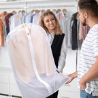 12PK Garment Bags for Hanging Clothes (60" 12PK / White-Translucent)