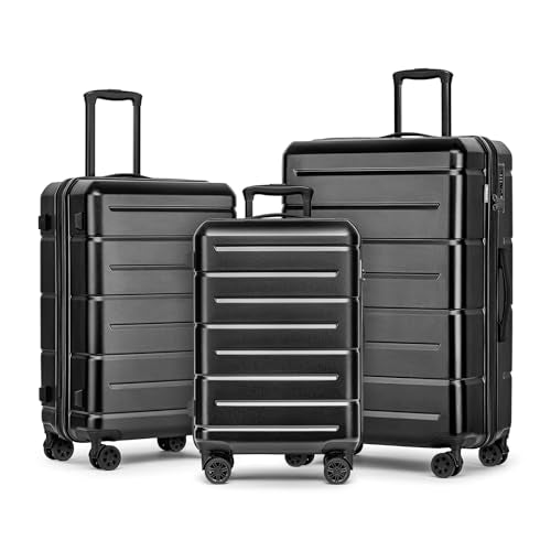 Luggage Sets 3 Piece Hardshell 20" (Black / 3-Piece Set (20/24/28))